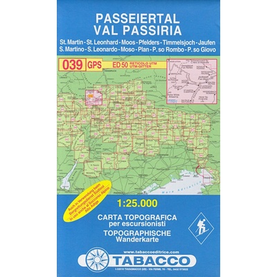 Passeiertal Val Passiria 1:25 000 turistická mapa TABACCO 39