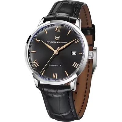 Pagani design Мъжки часовник Pagani Design Outcept, Механичен, Естествена кожа, Черен (PD-1759-LEATHER-BLACK)