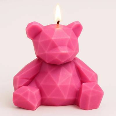 Svíčkománie3D Low-poly méďa růžová 55 g