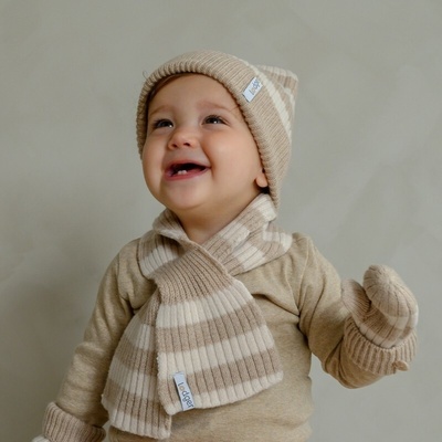 Lodger Šála Stripe Merino Beige