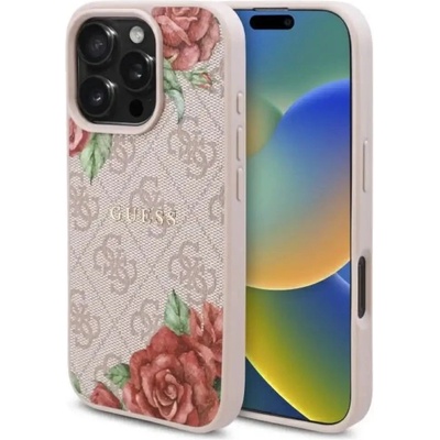 GUESS GUHMP16LP4ROPEMCP iPhone 16 Pro 6.3" розов/розов твърд калъф 4G Flowers Print MagSafe (3666339350567)