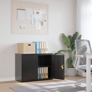 vidaXL Шкаф за папки черен 90x40x70 см стомана (339722)