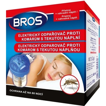 Bros elektrický odpařovač + pevná náplň 10ks proti komárům 10 nocí