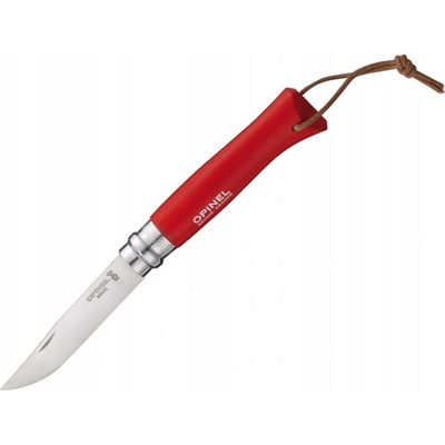 Opinel Colorama 08 inox červený s koženkou