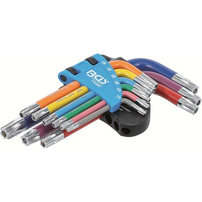 BGS technic Sada zahnutých klíčů vícebarevné krátké T-profil pro Torx s otvorem T10 - T50 9dílná BGS 74460