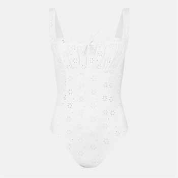 Jack Wills Бански костюм Jack Wills Women's Broderie Balconette Swimsuit - Sea Salt