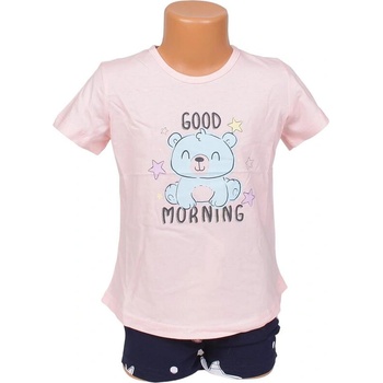 Image 1 of Детско-юношеска пижама в розово и тъмносиньо с мече