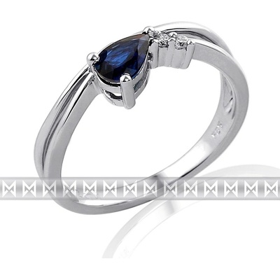Klenoty Budín Diamantový prsten se safírem modrý safír 3860129 0 92