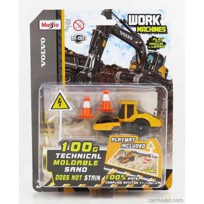 Maisto Volvo Silniční válec s příslušenstvím 2010 žlutá 1:64