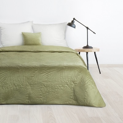 Takoy DESIGN 91 Přehoz na postel LUIZ sametový prošívaný se vzorem palmových listů-HF-405337 170 x 210 cm