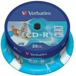 Verbatim CD-R(25-Pack)Шпиндел/За печат/52x/700MB/DLP (43439)
