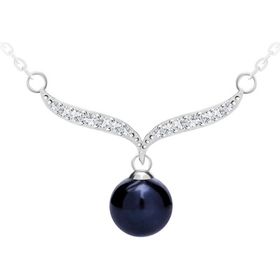 Preciosa Elegantní stříbrný s pravou černou perlou Paolina 5306 20