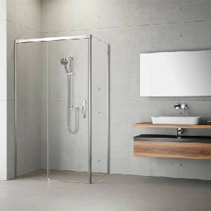 Radaway Правоъгълна душ кабина с плъзгаща се врата Radaway Idea KDJ 110x75 см хром-прозрачна лява (387041-01-01L+387049-01-01R)