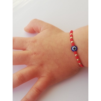 14к златна бебешка гривна със синьо око (ДЗГ8)