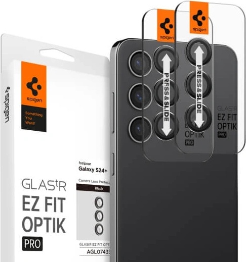 Spigen Протектор за Камерата на Samsung S24 Plus, Spigen EZ Fit Optik Pro Glass tR 2бр. , Черен (AGL07433)