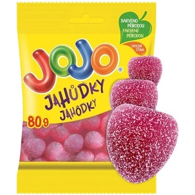 Jojo Jahůdky dražované želé s jahodovou příchutí 80 g