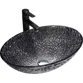 Mexen Goa стъклена мивка за монтаж върху плот 50 x 36 cm, черна - 24085070 (24085070)