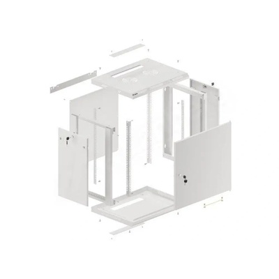 Lanberg Шкаф Lanberg 19" стенен монтаж 12U/600x450 за самостоятелно сглобяване с метална врата сив (плоска опаковка) (WF01-6412-00S)