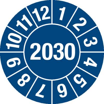 Kontrolná nálepka 2030, modrá, fólia samolepiaca, 15 mm, BJ = 1 x 60 ks
