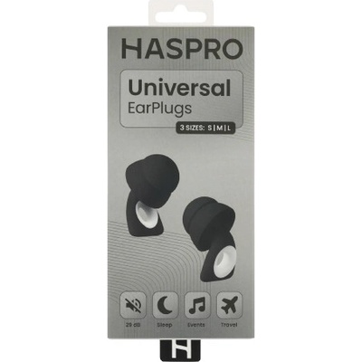 HASPRO Universal Black opakovane použiteľné silikónové ušné štuple, čierne 1 pár