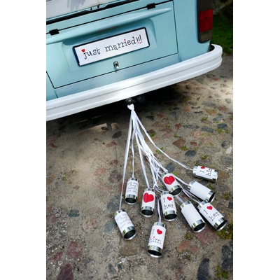 Svatební plechovky za auto, 5 ks – Sleviste.cz