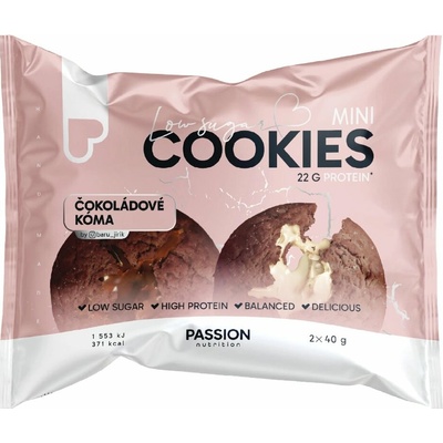 Passion nutrition Passion Low sugar cookies Čokoládové kóma Mini 2 x 40 g