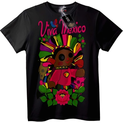 NOONEBRAND Тениска Viva Mexico с Народно Изкуство - 2XL, White