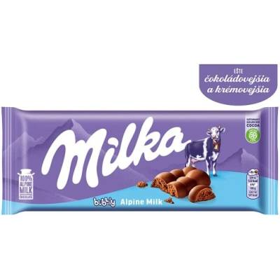 Milka Bubbly mliečna čokoláda z alpského mlieka s poréznou náplňou z mliečnej čokolády 90 g