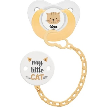 Wee Baby Силиконова залъгалка и верижка Wee Baby, 6-18 месеца, жълта (372)