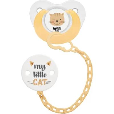 Wee Baby Силиконова залъгалка и верижка Wee Baby, 6-18 месеца, жълта (372)