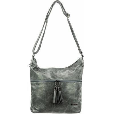 ZOE dámska crossbody koženková kabelka Tmavosivá