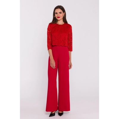 Stylove Woman's Lace detail jumpsuit red