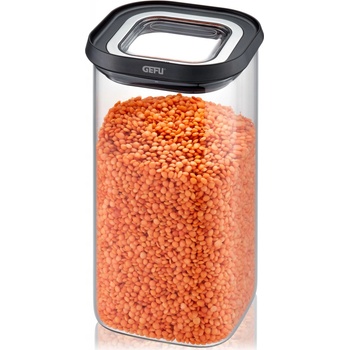 Gefu Pantry Storage Jar nádoba na potraviny stohovateľná čierna strieborná 1,4 l