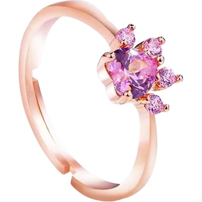 Majya Stříbrný nastavitelný prsten PINK PAW 10954