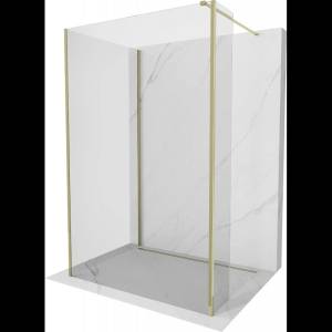 Mexen Kioto стена за душ Walk-in 125 x 90 x 40 см, прозрачна, златна - 800-125-090-221-50-00-040 (800-125-090-221-50-00-040)