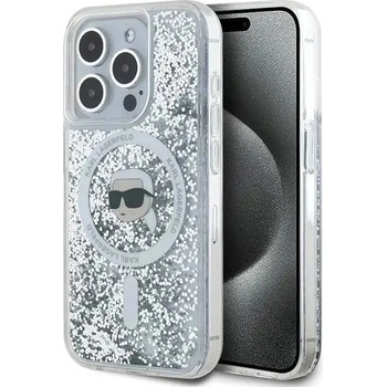 KARL LAGERFELD Кейс Karl Lagerfeld Liquid Glitter Karl Head MagSafe за iPhone 15 Pro Max, прозрачен (3666339285616)