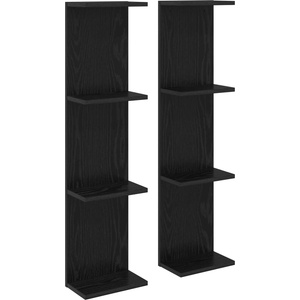 vidaXL Стенен рафт 2 бр. Черен дъб 25 x 15 x 100 см (8012383)