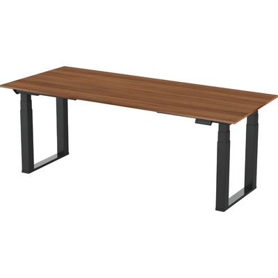 Delso Výškovo nastaviteľný stôl ROCKSTER 90 x 140 cm orech / čierna