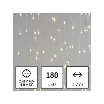 Emos D3EW02 dekoračná reťaz záclona Nano 1,7x1,5m 2,7W 180LED 2700K IP44 teplá biela 8 módov číra