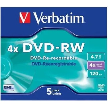 Image 1 of Verbatim DVD-RW, презаписваем, 4.7 GB, 4x, в кутия (043285 / 5 pcs)