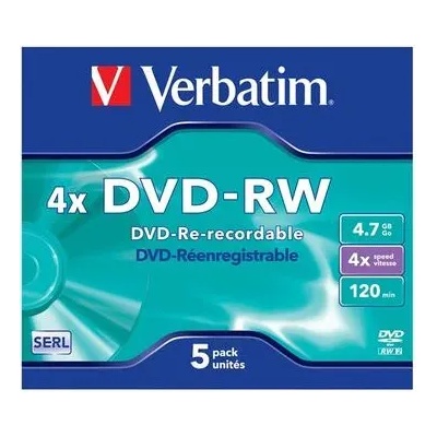 Verbatim DVD-RW, презаписваем, 4.7 GB, 4x, в кутия (043285 / 5 pcs)
