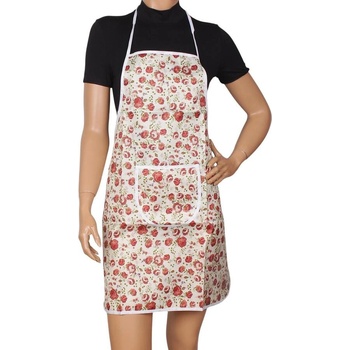 Престилка за готвене в цвят ванилия с червени рози