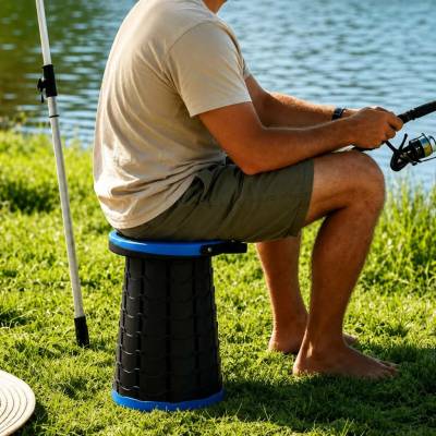 Zaparkorun Přenosný outdoorový taburet - modrý