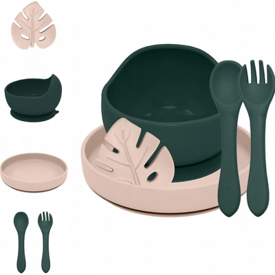 PETITE&MARS Set jedálenský silikónový TAKE&MATCH Desert Sand Misty Green 4 ks