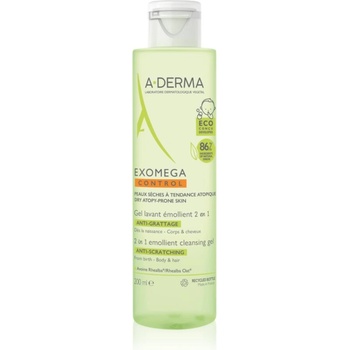 A-DERMA Exomega Control 2 in 1 emollient cleansing gel душ гел за суха към атопична кожа 200ml