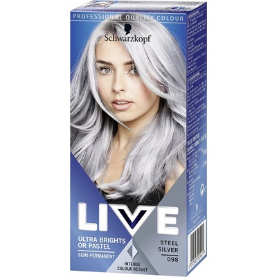 Schwarzkopf Live Ultra Bright or Pastel barva na vlasy Steel Silver 098 50 ml