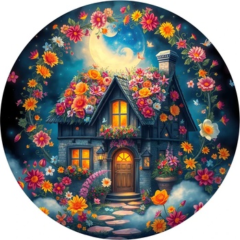 Bluebird Puzzle - Puzzle Round Puzzle - The Flower Cottage - 500 piese