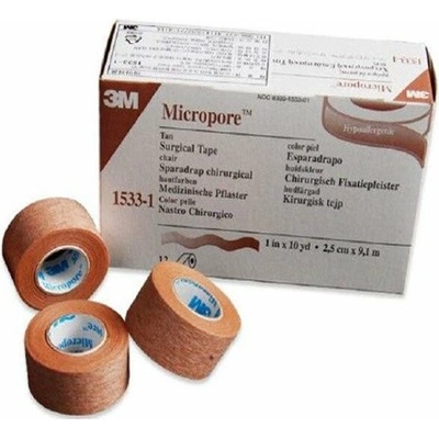 3M Micropore náplast papírová hnědá cívka 2,5 cm x 9,1 m 12 ks