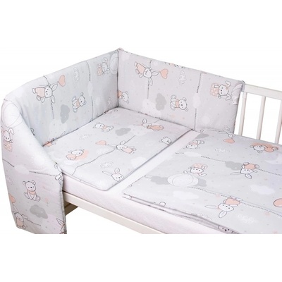 Baby Nellys Mantinel s obliečkami Premium 3D sada Good night Animals sivé GIRL 135 x 100 cm
