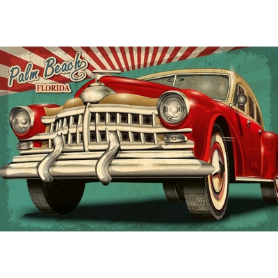 Dimex MS-5-2184 Vliesová fototapeta Palm Beach retro plakát rozměry 375 x 250 cm